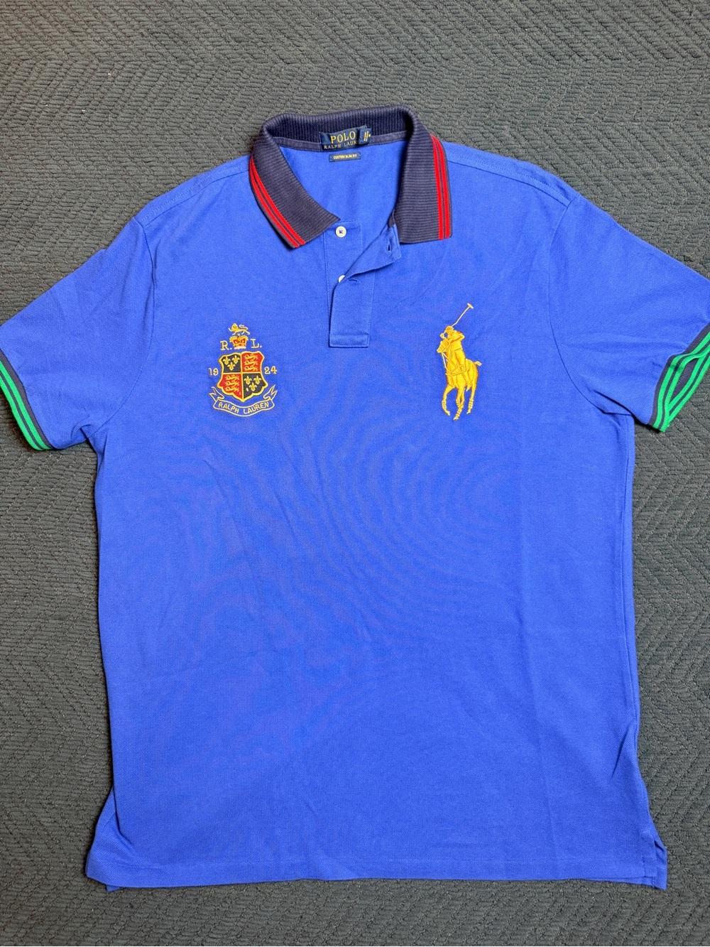 Authentic Polo Ralph Lauren Big Pony Crest Polo Shirt - Custom Slim Fit (Royal B